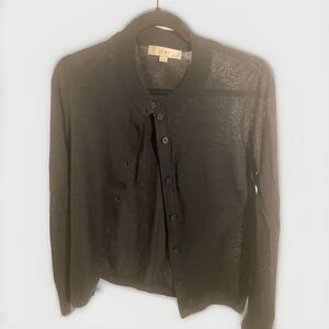 Loft Women Size Small‎ Black long sleeves lightweight cardigan Button Up